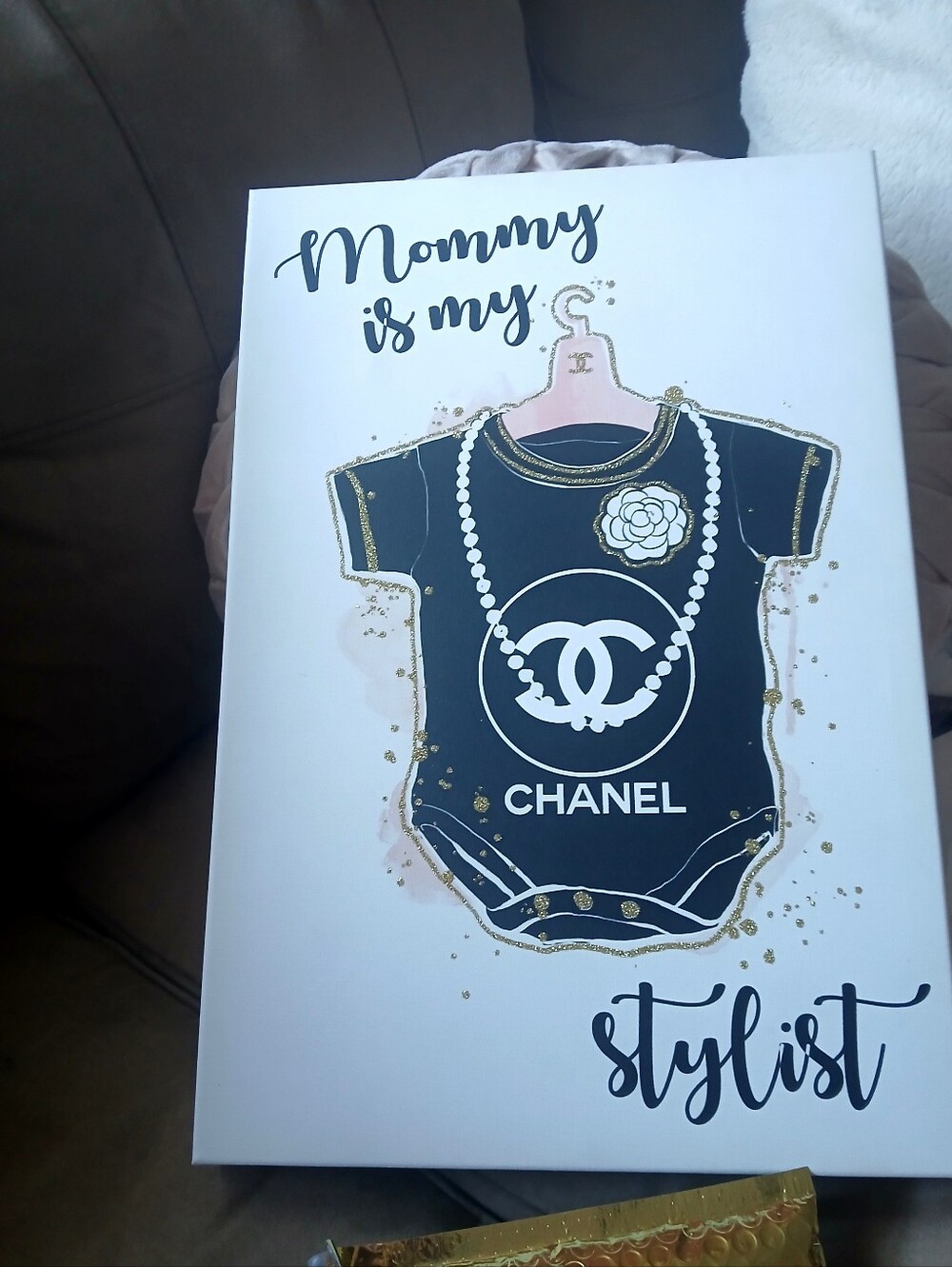 CHANEL Black Graphic Baby Onesie Wall Art